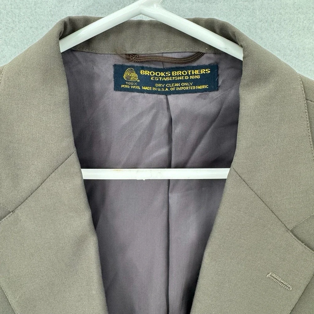 Vintage Brooks Brothers Blazer Mens‎ 43 Long Two Button Wool Brown Jacket USA